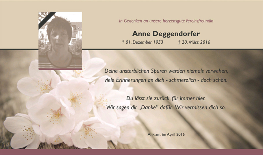 In Gedenken an Anne Deggendorfer